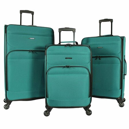 QUALITRY LUGGAGE Lisbon Lightweight Expandable Spinner Luggage Set Teal - 3 Piece QU2950239